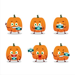 Photographer profession emoticon with new pumpkin cartoon character