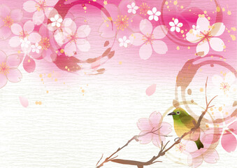 春　桜の和風背景素材