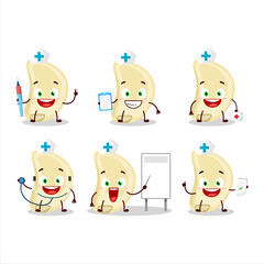 Doctor profession emoticon with slice of garlic cartoon character