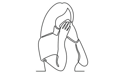 Continue line of cold, flu. Woman with handkerchief