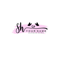 SH Initial handwriting logo template vector