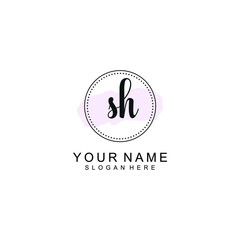 SH Initial handwriting logo template vector