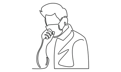 Continue line of cold, flu. Man with mask