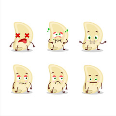 Slice of garlic cartoon character with nope expression