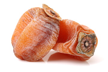 dried persimmon on white background 