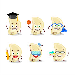 School student of slice of garlic cartoon character with various expressions