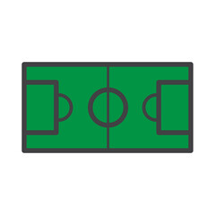 football field illustration design. football field with soccer ball icon isolated on white background. ready use vector.