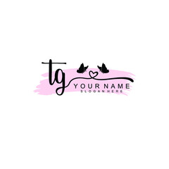 TG Initial handwriting logo template vector