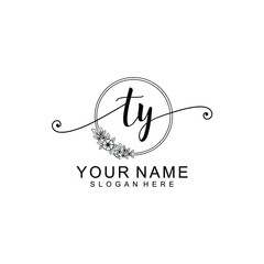 TY Initial handwriting logo template vector