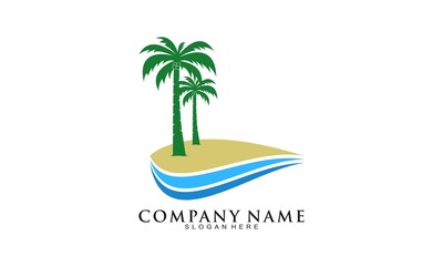 Beach and palm tree vector design
