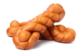 Chinese fried dough twist on white background