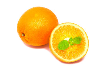Sliced fresh oranges isolated on white background