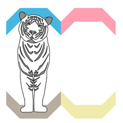 Standing white tiger pastel colors memo space