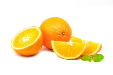 Fototapeta na wymiar Sliced fresh oranges isolated on white background