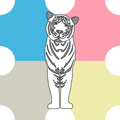 Standing white tiger pastel dots