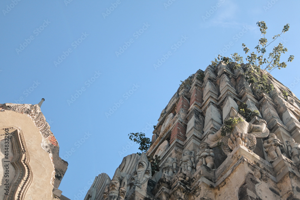 Wall mural pagoda at wat ratchaburana temple, ayutthaya, thailand.