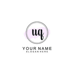 UQ Initial handwriting logo template vector