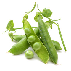 Fresh peas on white background