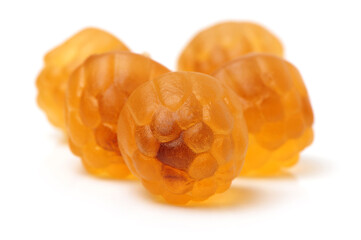 Dried bean curd and bean curd skin on white background. 