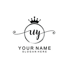 UY Initial handwriting logo template vector