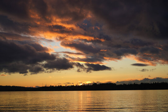 Sunset over the lake