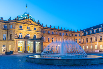 Sunrise view of the new palace in Stuttgart, Germany