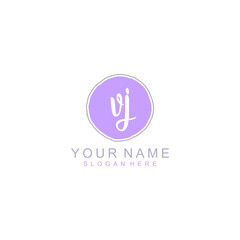 VJ Initial handwriting logo template vector