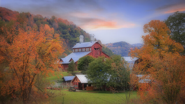 Old red barn in the Vermont countryside