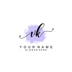 VK Initial handwriting logo template vector