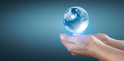 Globe in hand, Earth energy saving concept, image furnished by NASA