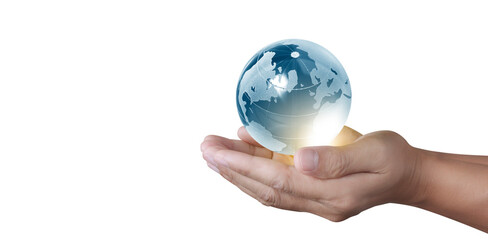 Globe in hand, Earth energy saving concept, image furnished by NASA