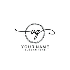 VQ Initial handwriting logo template vector