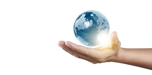 Globe in hand, Earth energy saving concept, image furnished by NASA