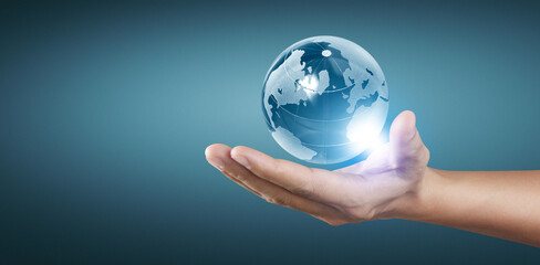 Globe in hand, Earth energy saving concept, image furnished by NASA