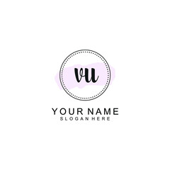 VU Initial handwriting logo template vector