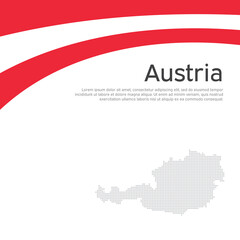 Abstract waving flag mosaic map of austria. Creative background for design of patriotic holiday card austria. National Poster. Paper cut style. Austrian business booklet, flyer. Vector flat design