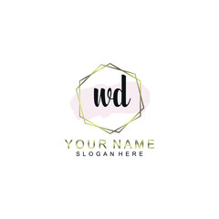 WD Initial handwriting logo template vector