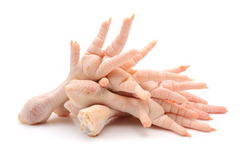 Chicken feet on white background