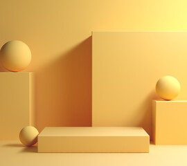 Modern Minimal Mockup Yellow Display Geometry Shape Abstract Background 3d Render