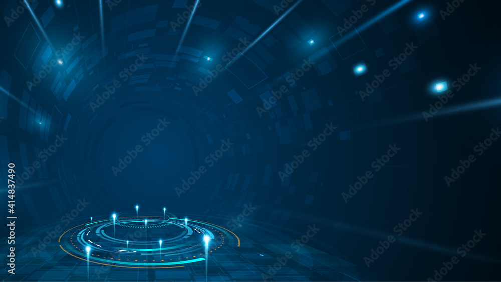 Poster digital sci fi tunnel hi tech innovation concept design background eps 10 vector