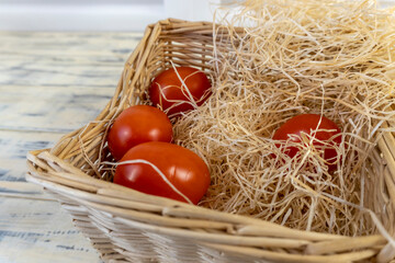 Tomatoes in a basket, vegetables, vegetarianism, healthy eating