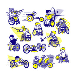 身体障害者による、車椅子、自転車などの車輪のついた乗り物を使って競技を行うパラスポーツ12種