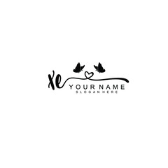 XE Initial handwriting logo template vector