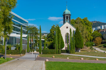 Spitalkirche church and Caracalla therme in Baden Baden, Germany