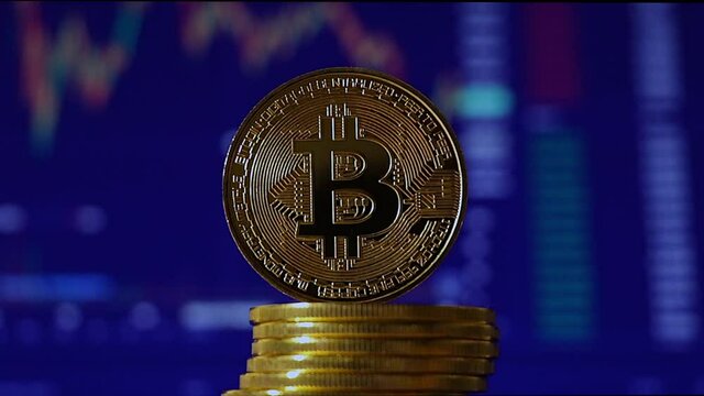 Bitcoin Cryptocurrency, graphic treding on background