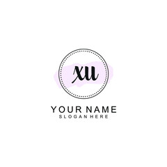 XU Initial handwriting logo template vector