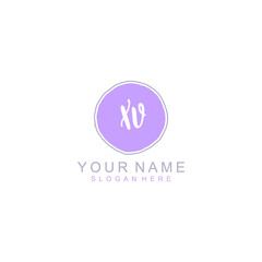 XV Initial handwriting logo template vector