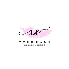 XX Initial handwriting logo template vector