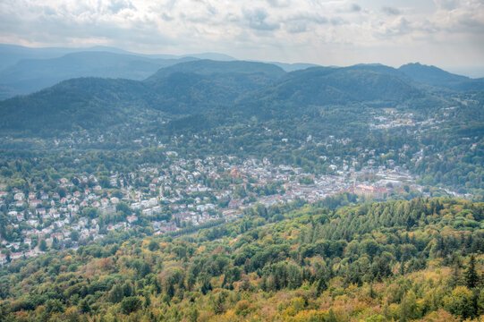 Aerial view of the old town of Baden Baden, Germany © dudlajzov