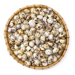 quail eggs on white background